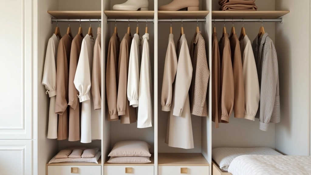 Organized closet with seasonal wardrobe sections