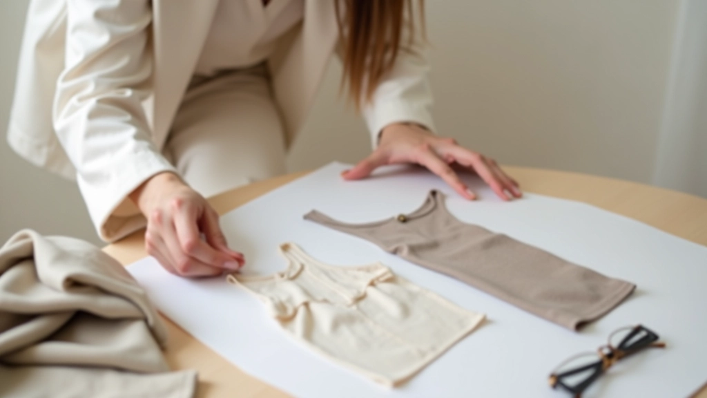 Woman planning outfits with organized capsule wardrobe pieces